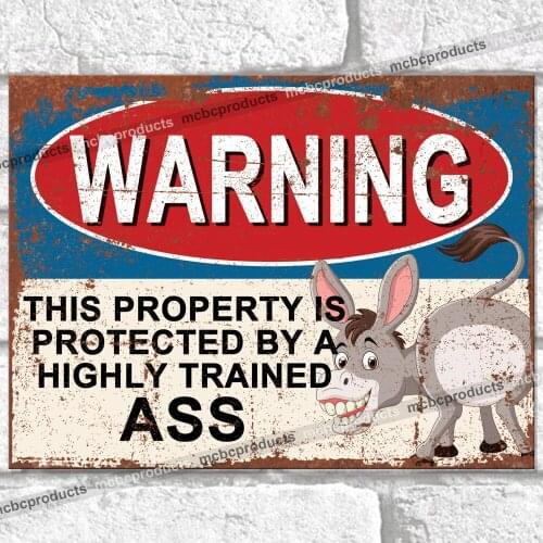 PROPERTY PROTECTED BY ASS Funny Metal Signs Tin Wall Plaque Man Cave Sign UK