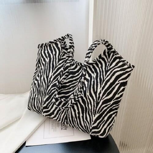 Female Tote Bag Ladies Large Capacity Shoulder Handbag Ins Waterproof Zebra Pattern Shopping Bags For Women Purse Сумка Женская