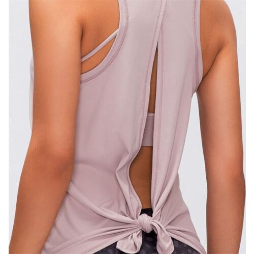 Nepoagym LAKE Women Loose Fit Brushed Workout Sleeveless Shirts Open Back Tie Sport Tank Tops Fitness Running Gym Yoga Vest