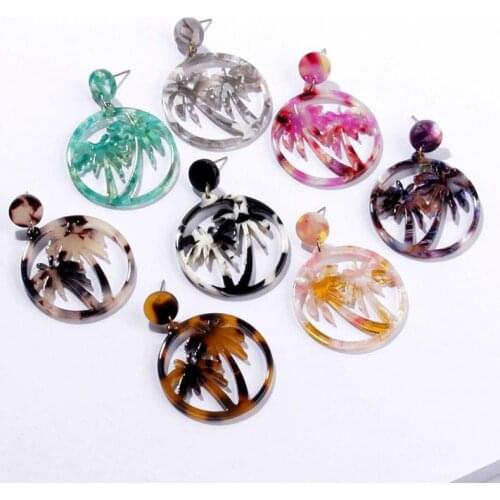 Acrylic Earrings 2021 Fashion New Temperament Earrings Wild Summer Coconut Acetate Plate Round Earrings Women Christmas Earrings