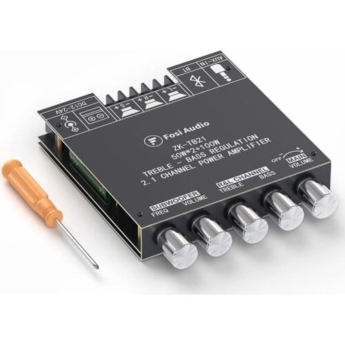 ZK-TB21 TPA3116D2 Bluetooth 5.0 Subwoofer Amplifier Board 50WX2+100W 2.1 Channel Power Audio Stereo Amplifier Board Bass AMP