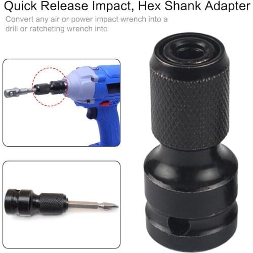 1/2" Drive To 1/4" Hex Shank Converter Quick Release Chuck Screwdriver Bit Socket Adapter Adaptor Wrench Step Drill Convertor