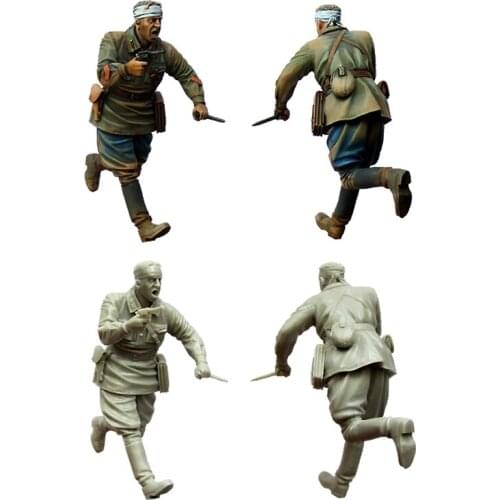 1/35 Soviet commander in fight. WW2, Resin Model Soldier GK, military themes, Unassembled and unpainted kit