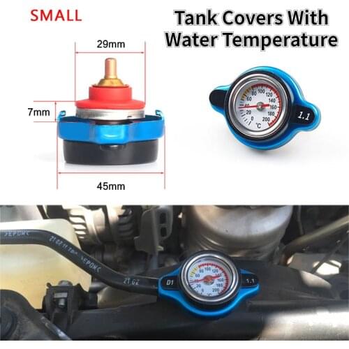 1 Pair Racing Small Size Thermost Radiator Cap Cover Water Temp Gauge 0.9 1.1 1.3 BAR Cover(Small head) Fit For Car Motorcycle