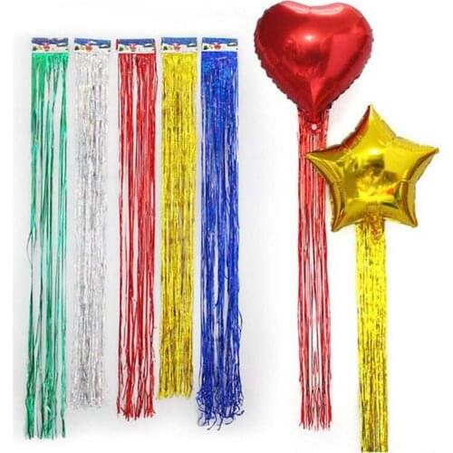 10pcs 1mx9cm balloon rain silk tassel wedding party birthday Xmas tree decoration Rain Curtain Foil Line balloon accessories