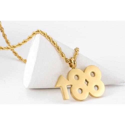 10pcs Hip Hop hip hop Stainless steel necklace rich brian 88 rising digital men and women pendant necklace charms jewelry