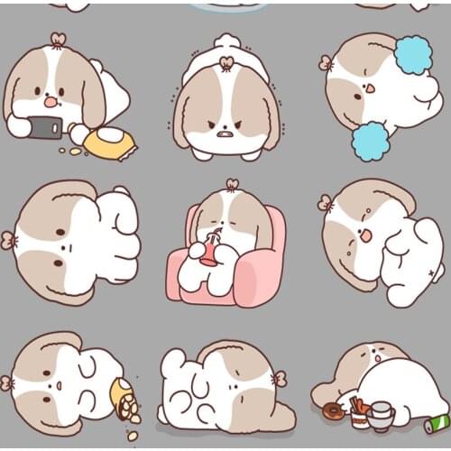 24 anime cute gray puppy paper sticker decoration DIY album diary scrapbook book label sticker cute stationery