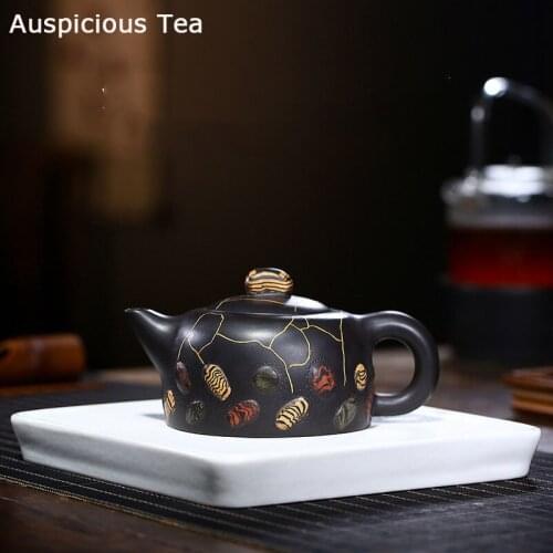 420ml Boutique Yixing Purple Clay Teapots Raw Ore Black Mud Filter Tea Pot Home Handmade Zisha Kettle Customized Tea Set