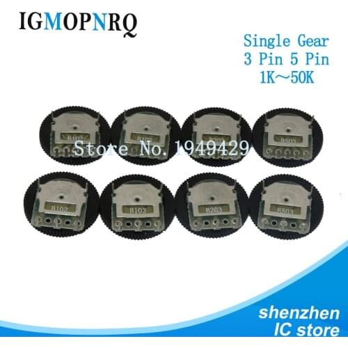 5pcs Double Gear tuning potentiometer B102 B103 B203 B503 B1K B10K B20K B50K 3Pin/5Pin 16*2mm Dial Potentiometer