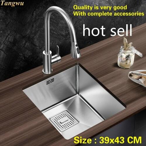 Free shipping Trumpet kitchen manual sink single trough 304 food grade stainless steel mini hot sell 39x43 CM