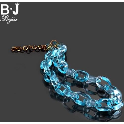 BOJIU Fashion Plastic Resin Choker Necklace Chain Women Charm Rose Pink Coffee Fashion Neck Decorations NKS065