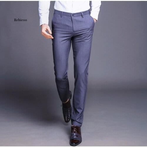 Men Business Trousers Casual Straight-Box Suit Trouser Mens Trousers Leisure Men Clothing New