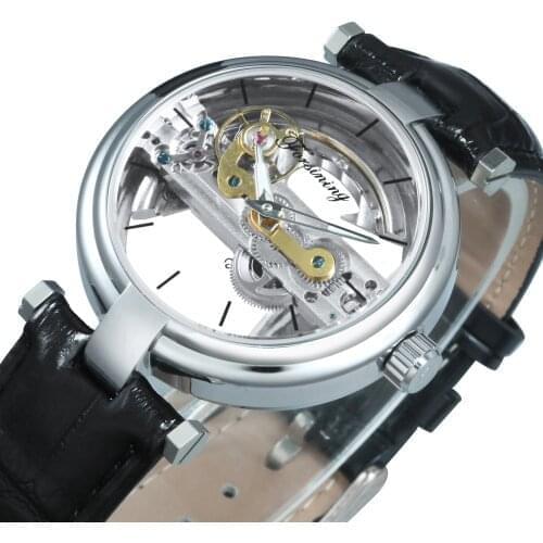 Golden Bridge Watch Men Top Brand Luxury Automatic Mechanical Watches Mens 2020 Fashion Transparent Case Genuine Leather Band