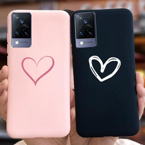 For Vivo V21 4G Case V2066 V2108 Cute Couple Love Heart Cover For Vivo V21 V 21 5G V2050 Phone Cases Shockproof Bumper Slim Case