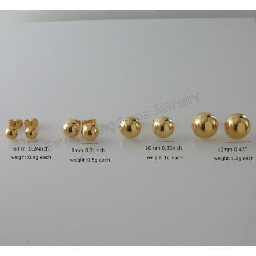 Foromance HALF BALL SHAPED 6 STYLES AVAILABLE YELLOW GOLD GP OVERLAY STUD PLAIN SURFACE EARRING
