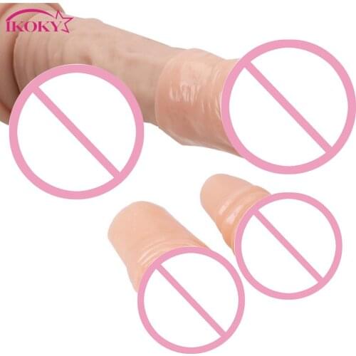 IKOKY Glans Sleeve Penis Ring Penis Extender Enlargement Silicone Delay Ejaculation Cock Ring Sex Toys for Men Male