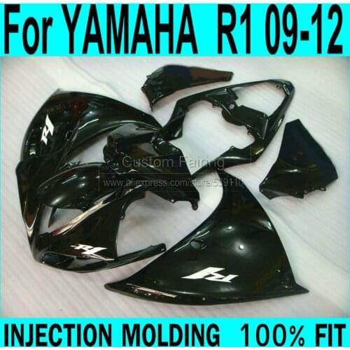 Injection Fairing KIT For YAMAHA YZF R1 2009-2015 year model 09 12 ( pure Black ) free shipping Fairings LL06