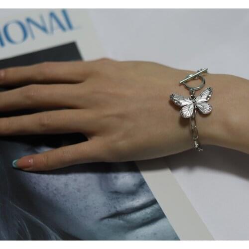 1pcs Punk OT Buckle Chain Bracelets Set for Women Miami Boho Thick Charm Butterfly Bracelets Bangles Fashion Jewelry Gift