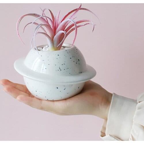 Creative Planet Ceramic Pot For Succulent Mini Planet Shape Ceramic Succulent Bonsai Flower Pot Desktop Balcony Yard Decor Home