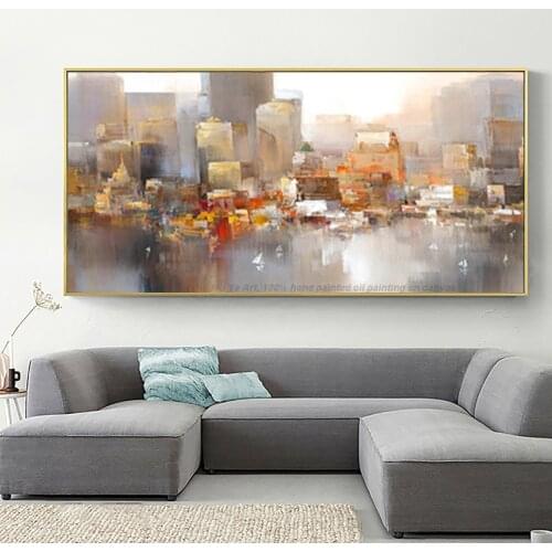 Quadros de parede para sala cuadros modernos abstractos city oil painting on canvas handmade wall pictures for living room