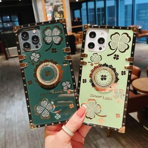 Lucky wreath phone case is suitable for SamsungS20/20Plus/21/21Plus/21Fe square diamond all-inclusive anti-drop soft case