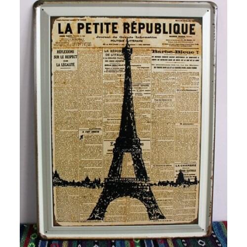 30pcs/lot Metal Sign shabby chic Pairs Eiffel tower Vintage Tin sign Decoration House Cafe bar Metal painting Poster decor