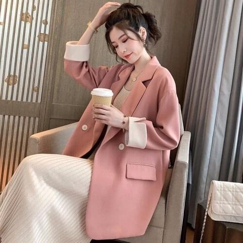 Fashion Suit Coat Womens Spring And Autumn Wear New Small Suit Korean Loose Casual Temperament Pure Color Lady Coat
