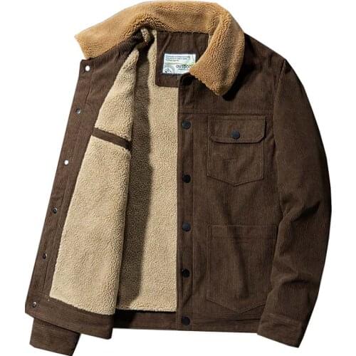 Mcikkny Mens Winter Corduroy Jackets And Coats Fleece Lined Thermal Outwear Tops For Male Clothing Size M-5XL Windbreak