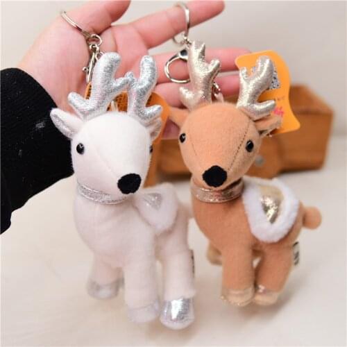 New Cute Cartoon sika deer Exquisite pendant pretty Keychain Decorate good quality soft Soothing doll christmas couple gift