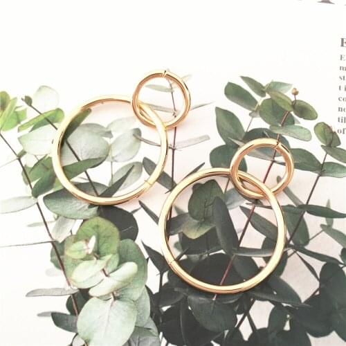 CASUAL EARRINGS GOLD COLOR PLATING CIRCLE LINKED DROP EARRING FOR WOMEN GIRL