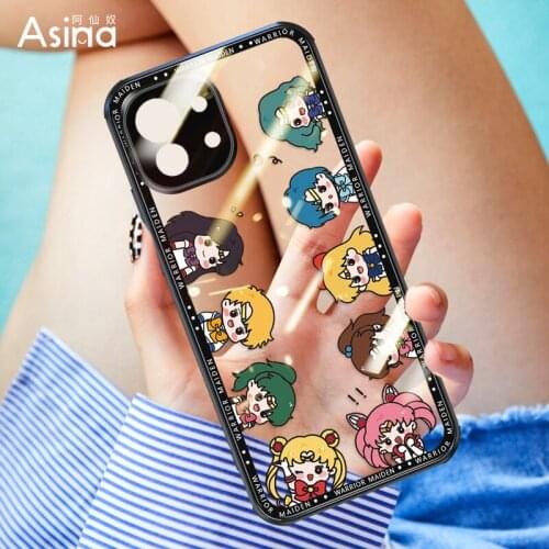 ASINA HD Transparent Tempered Glass Case For Xiaomi Mi11 10 9 8 SE Ins Fashion Cute Cover For Xiaomi Poco F3 Luxury Cartoon Capa