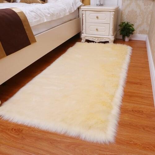 Fluffy Mats Soft Artificial Wool Carpet Warm Seat Pad Home Decor Living Bedroom Fur Area Rugs White Shaggy Rectangle Rug