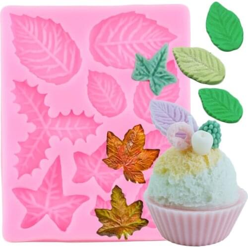 Rose Leaves Silicone Molds Maple Leaf Cupcake Topper Fondant Mold DIY Cake Decorating Tools Candy Polymer Clay Chocolate Moulds