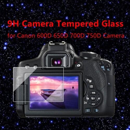 2PCS 600D Camera Glass 9H Hardness Tempered Glass Ultra Thin Screen Protector for Canon 600D 650D 700D 750D Camera