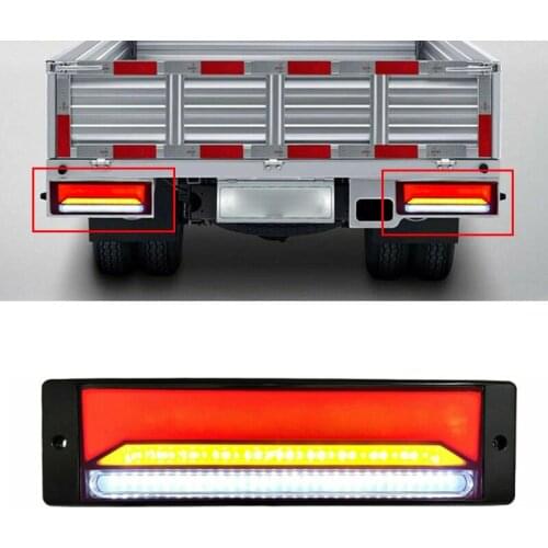 2PCS Waterproof LED Trailer Truck Combination Brake Stop Light 4 In1 Neon Tail Light Flowing Turn Signal Light Reverse Lamps