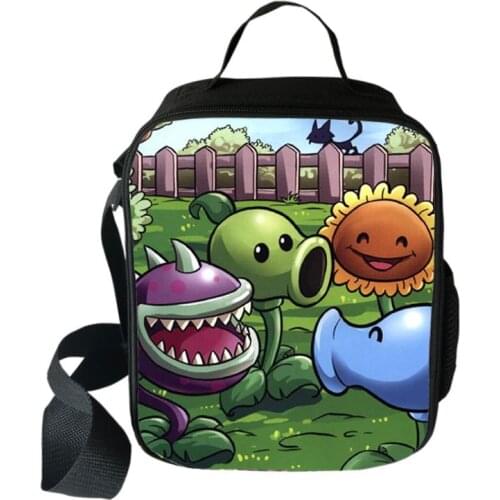 Plants VS Zombie Portable Lunch Bags Student Food Storage Bags Kids Picnic Travel Lunch Tote Bags