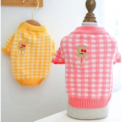 Pet Puppy Dog Sweater Autumn Winter Warm Pet Knitwear Plaids Clothes for Chihuahua Pug Pet Puppy Outfits Knitting Pet Clothing