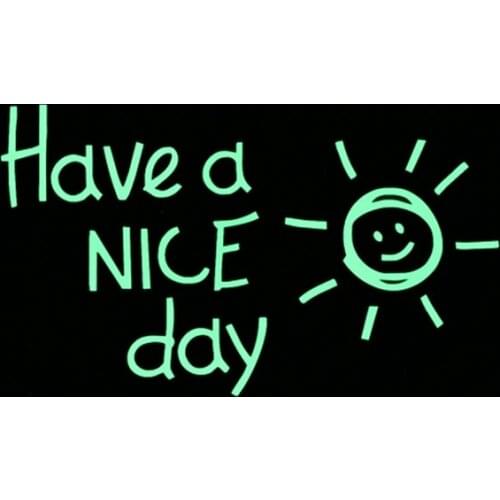 Have A Nice Day Funny Cartoon Sun Wall Sticker Glow in the Dark English Letter Wallpaper Art Living Room Children Home DIY Decor