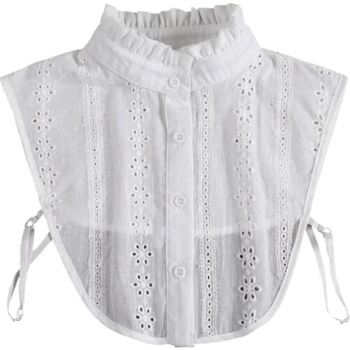 Women Lace Collar Pure Color Detachable Lapel Choker Necklace Shirt Fake False Collar Blouse Sweatshirt Vest Accessories