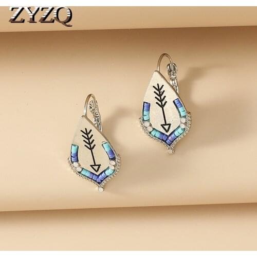 ZYZQ New Creative Oil Drop Pattern Earrings For Women Personality Geometric Earrings Fashion Party jewelry Accessories