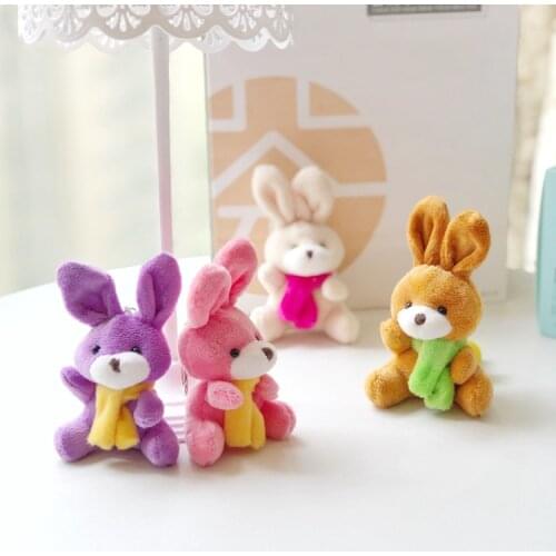 10PCS 10cm Rabbit with Scarf Decoration Bag Plush Mini Pendant Keychain Doll Ring Toy