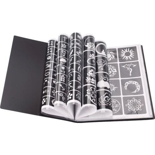 17 Sheet 264 Maps Professional Waterproof Henna Tattoo Templates Temporary Glitter Airbrush Tattoo Hand Finger Drawing #242095