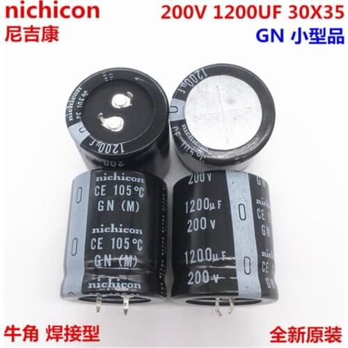 2PCS/10PCS 1200uf 200v Nichicon GU/GN 30x35mm 200V1200uF Snap-in PSU Capacitor