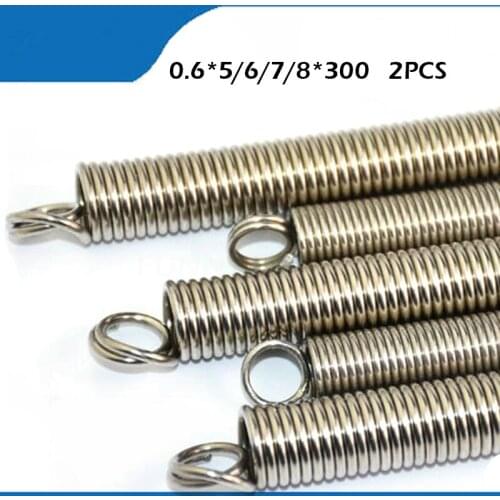 2pcs Long Stainless Steel 304 Extension Springs and Tension Springs 0.6mm wire Diameter x (5-8)mm out Diameter x 300mm Length