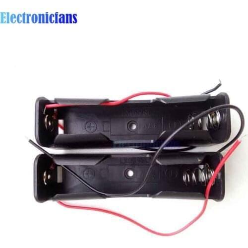 5pcs Black Plastic 18650 Battery Case Holder Storage Box with Wire Leads for 18650 Batteries 3.7V Black