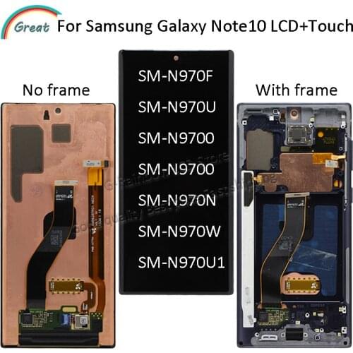 6.3'' AMOLED For Samsung Galaxy Note 10 N970F note10 N970 N9700 LCD with Frame Display Touch Screen Digitizer Assembly