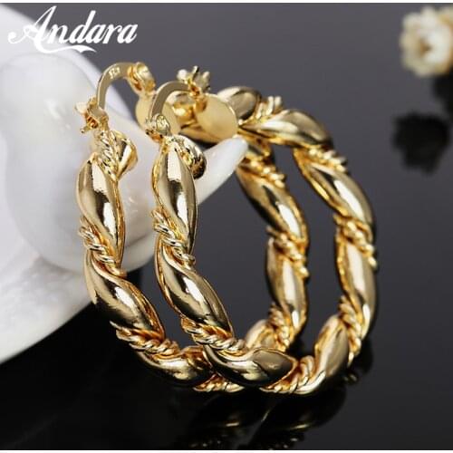 925 Sterling Silver Twisted Rope Loop 38mm Round Hoop 18K Gold Earrings For WomenS Fashion Party Wedding Engagement Party Jewel