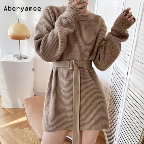 Модные вязаные платья Aberyamee China At AliExpress