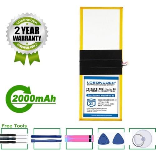 LOSONCOER Battery 12000mAh HB3X1 HB3484v3eaw-12 Tablet Battery For Huawei MediaPad 10 Link S10-201wa Tablet PC