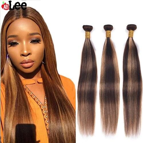 AliLee Highlight Colored 4 30 Hair Bundles Ombre Peruvian Hair Bundles Bone Straight Cheap Human Hair Bundles Remy Hair